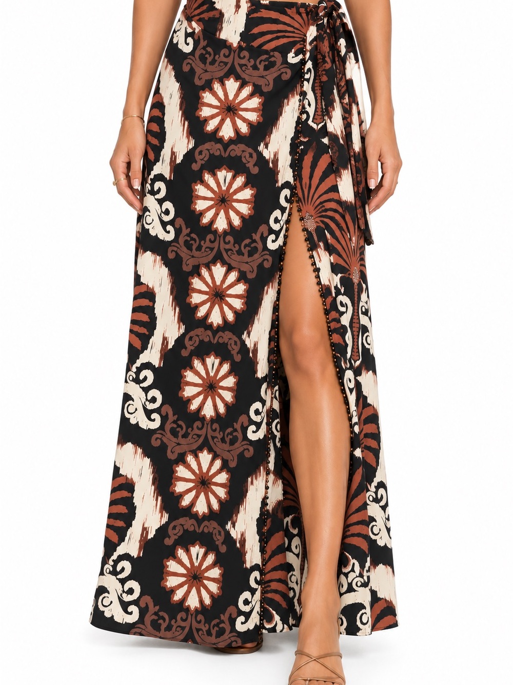 House of Harlow 1960 Wrap skirt with beaded trim